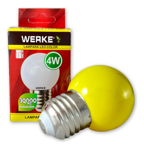 Lampara Led Gota 4w Amarilla Decorativa Werke Pack X10