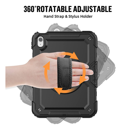Funda Negra Complet Para iPad A16 11/10 Gen + Protector