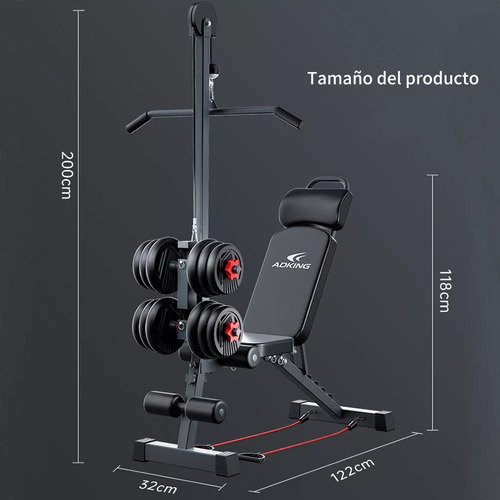 Banco Pesas Multiposiciones Plegable Ajustable Gym Ejercicio