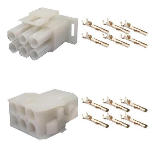 Conector Hylok 6 Vias Macho + Fêmea + Terminal (kit 2 Pares)