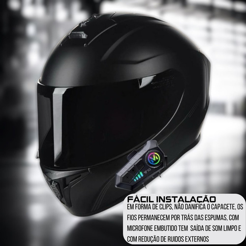 Fone De Ouvido Para Capacete Bluetooth Headset Rgb Sem Fio