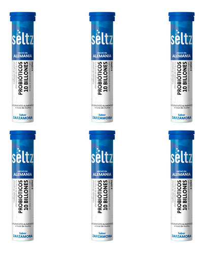 Probióticos 6 Pack Seltz Tabletas Efervescentes Zarzamora