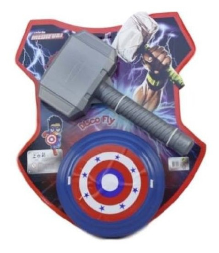 Kit Brinquedo Do Herói Thor Martelo Escudo Capitão Ame- 9072