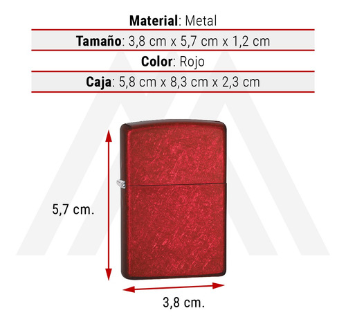 Imagen 4 de 10 de Encendedor Zippo Lighter Classic Candy Apple Red Rojo