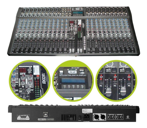 Consola Mixer 24 Canales Stereo Interfaz Grabacion Usb - Cuo