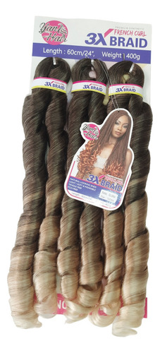 Jumbo Para Tranças Cabelo Boho Curl Fibra Sintética Premium Cor T4/27/613 Mechado Loiro