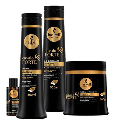 Kit Haskell Cavalo Forte Sh. Cond Mascara 500ml/g + Complexo