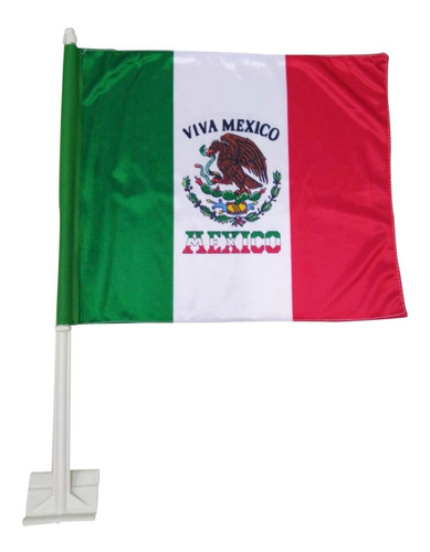 Bandera De México Con Asta Para Auto Tamaño Chica