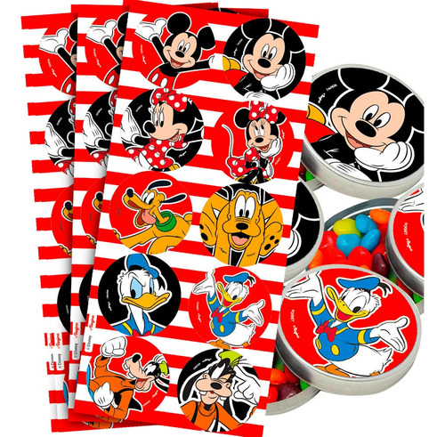 30 Adesivos Redondo Decoração Mickey Festa Aniversário