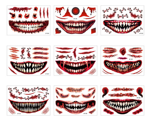 Pegatinas De Caras De Terror Pegatinas Temporales De Hallowe