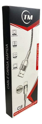 Cable De Carga/datos Micro Carga Rápida Punta Metalica C18