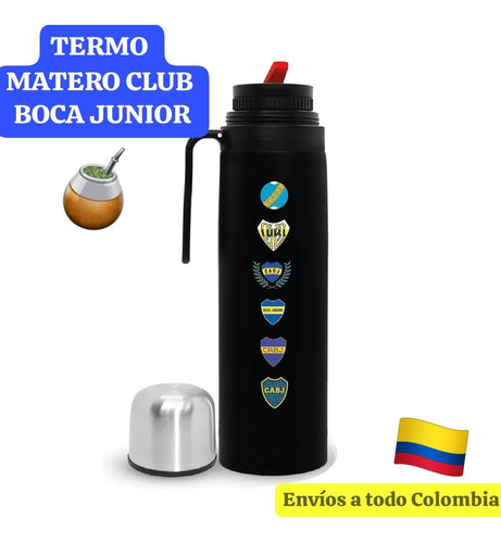 Nuevo!termo Matero Club Boca Junior Media Manija Acero 1 Lit