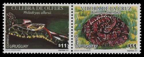 2001 Fauna- Reptiles- Serpientes - Uruguay ( Sellos) Mint