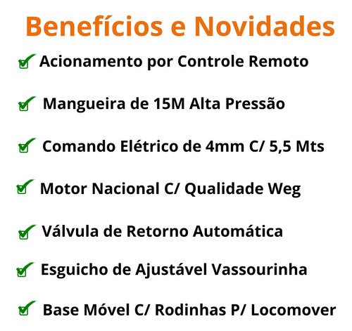 Bomba De Lava Jato Motor Mono 2cv 15m C/ Controle E Carrinho