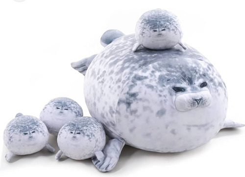 Peluche Almuada Foca Rellena De 3 Peluches Pequeños 