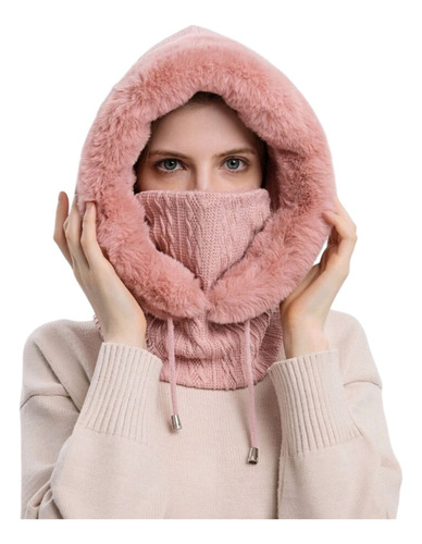 Sombrero Rosa Super Abrigado Lana Y Piel Invierno Kawaii Rosa Unitalla