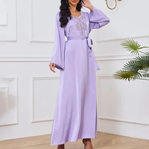 W Ropa Árabe Casual Para Mujer Con Estampado De Cuello En V