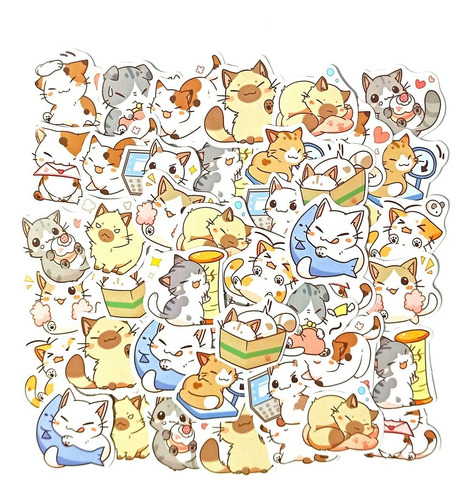 Stickers Decorativos Gato Nutria Bowl Animales Notebook