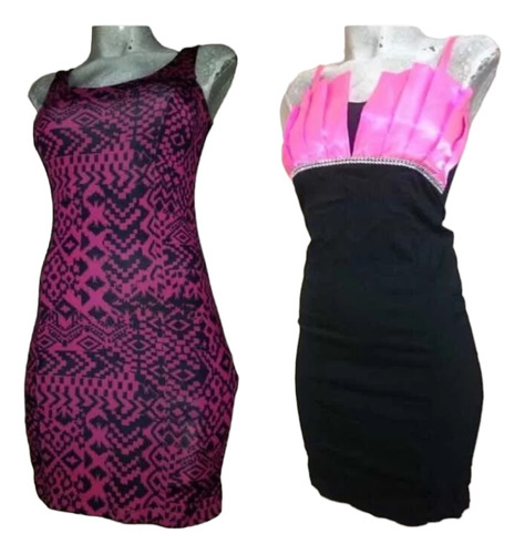 Dúo Sexy Vestido Shasa + Vestido Negro Con Rosa