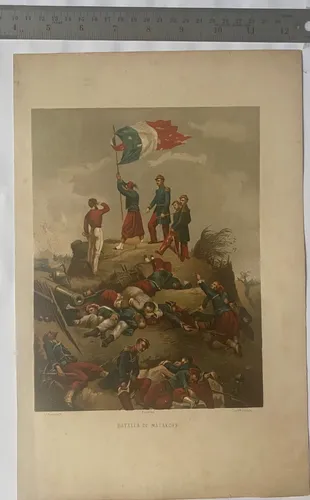 Cromolitografía Batalla De Malakoff Por Labielle Ar1 (Usado)