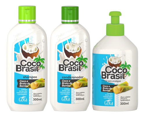 Kit Gota Coco Bambu Shampoo Condicionador Creme Sem Enxague