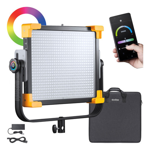 Painel Led Filmagem Godox Ld75r Rgb Bicolor Flicker Free 75w Estrutura Preto E Amarela Luz Rgb, Quente E Fria