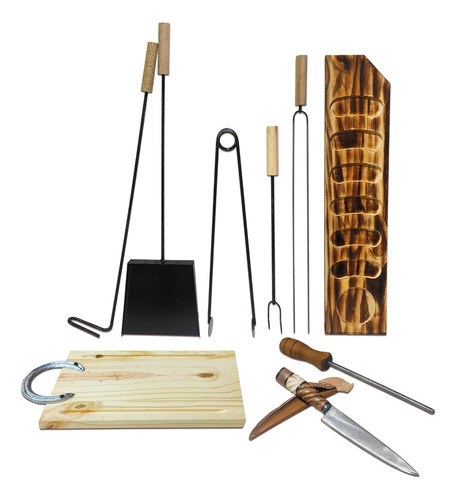 Parrilla Kit Asador X 9 Piezas Accesorios Combo Pack Asado