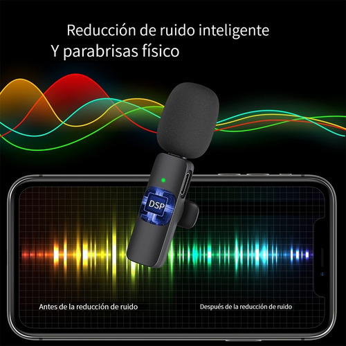 Micrófono Inalámbrico Lavalier Para iPhone Android iPad