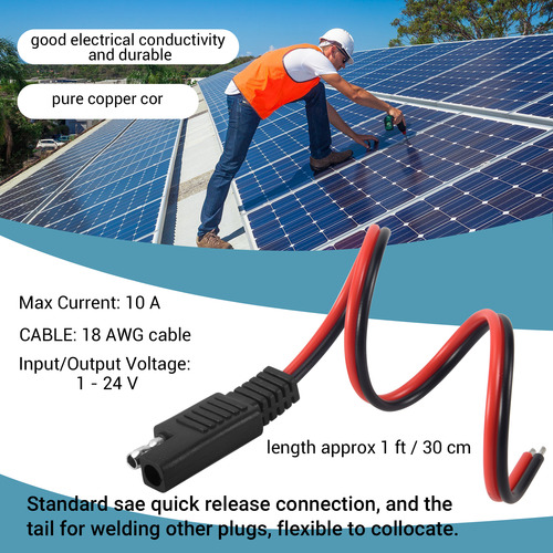 Cable De Extensión Sae De 18 Awg, 2 Pines, Conector Rápido S