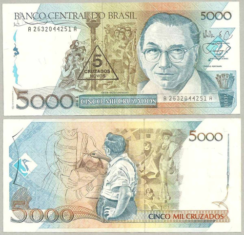 Nota Dinheiro Antigo Cédula 5 Cruzados 1989 C-200 - Promoção