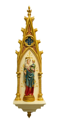 Imagem 1 de 5 de Oratório Gótico Nossa Senhora De Paris Policromado - 46cm