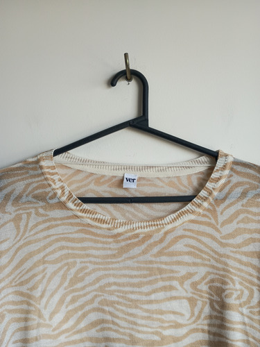 Sweater Ver Beige Animal Print, Talle Xl (Usado)