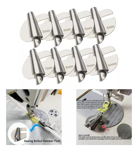 8pcs Sewing Machine Hemming Foot Light Accessory Tool