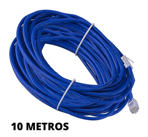 Cabo De Rede Internet Rj45 10 Metros Lan Cat5e Azul Montado