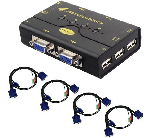 Conmutador Jidetech Jd-41ua, 4 Puertos Vga, 3 Usb