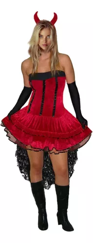 Fantasia Halloween Diaba Macacão Feminino Adulto Com Chifres - 7