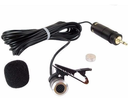 Microfone Lapela Com Fio Bateria Som Direto Pro Yoga Em-100 Cor Preto