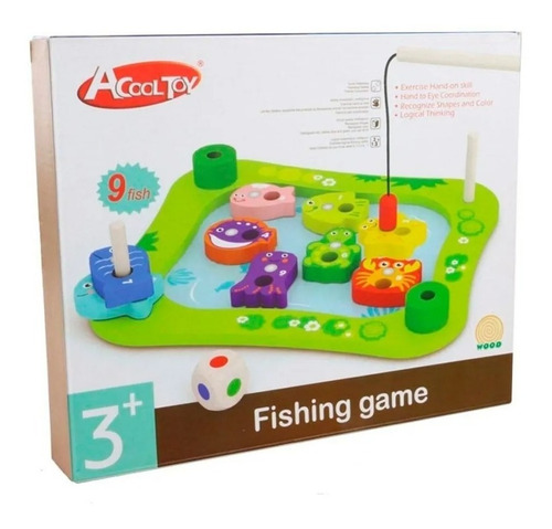 Imagen 5 de 7 de Juego De Pesca Magnetico Madera Con Dado Acool Ac7685 Full