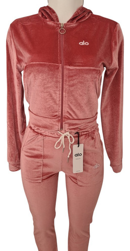 Conjunto Pants Y Chamarra Cómodo Deportivo Rosa Claro Lisa S - M