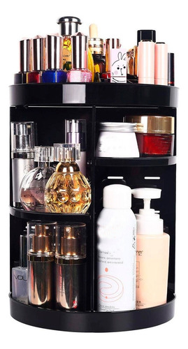 Organizador de maquillaje 360° con separadores, color negro