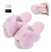Comprar Zapatillas Cómodas Felpa Cruzada Ocio Para Mujer Pantuflas
