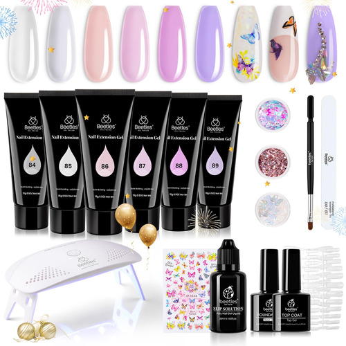 Kit De Gel Para Extensión De Uñas, 6 Colores Transparente.