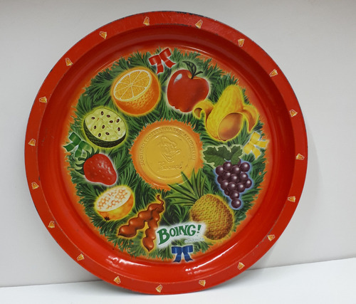 Antigua Charola Metálica De Refrescos Boing De Frutas, 50s (Usado)