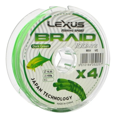 Multifilamento Lexus Braid  0,35 Mm 45lb X4 X100 Mts Oferta!