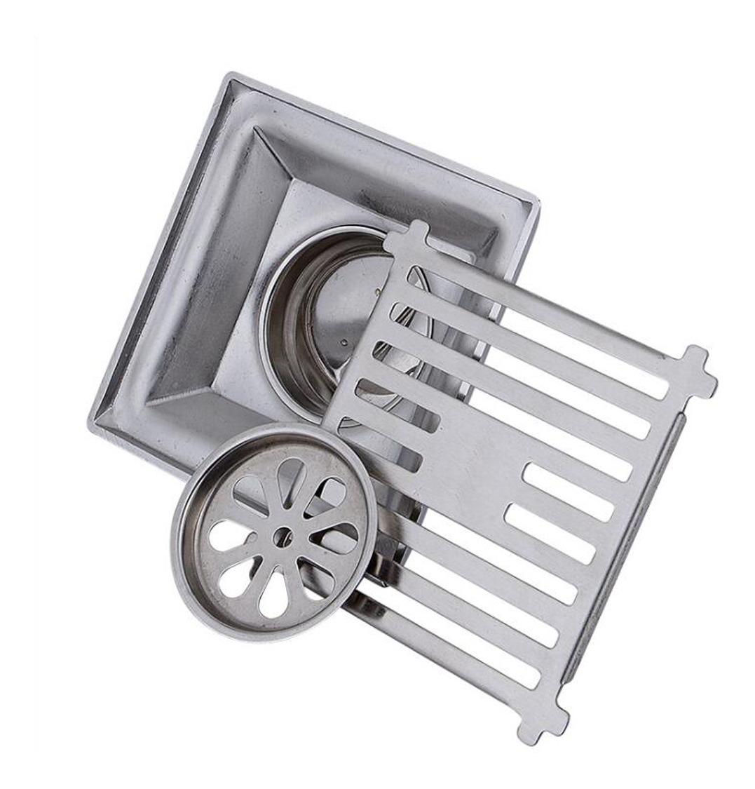 Desagüe De Piso Acero Inoxidable Baño Cuadrado Metal Baño | Mercado Libre