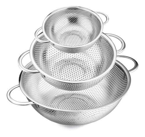 Coladores De Acero Inoxidable (1-3-5 Cuartos) Con Mango Para