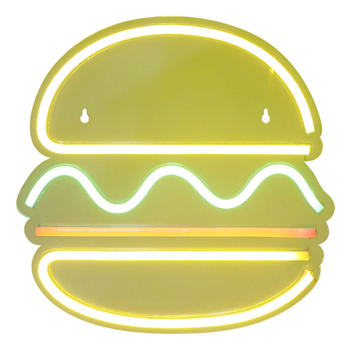 Letrero Led Usb Con Forma De Hamburguesa Con Luz De Neón Par