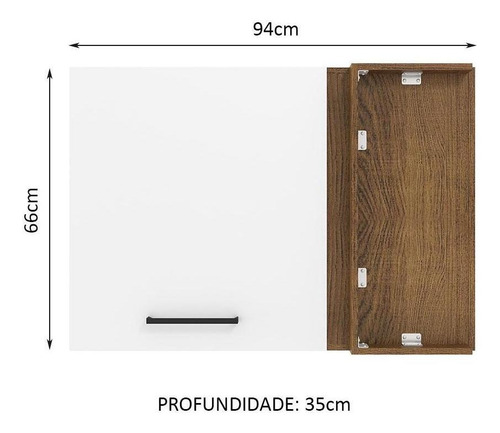 Armário Aéreo De Canto Madesa Agata 1 Porta Rustic/branco