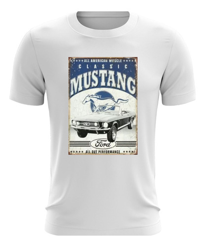 Camiseta Branca Carro Antigo Classico Ford Mustang H910