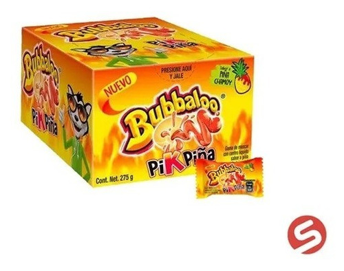 Chicle Bubbaloo Sabor Pikpiña Goma De Mascar Caja 47pz Dulce